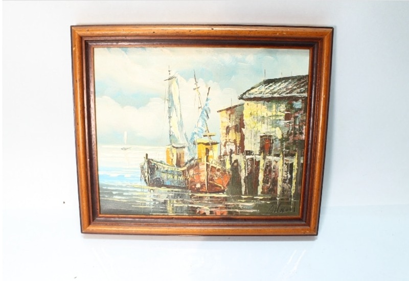 엔틱하우스 빈티지 영국 고즈넉한 항구 유화 그림 자체브랜드  기본트렌드 자체제작 국내 